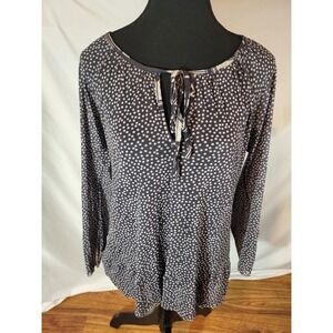 Y2K Vintage Weston Wear Nylon Mesh Overlay V Neck Grat Polka Dot Top Size M USA
